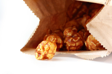 caramel popcorn in paper box