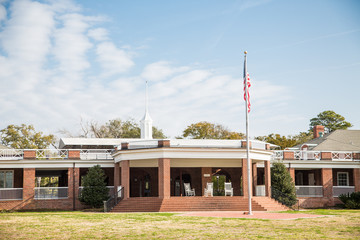 New Brick Pavilion Under American Flag