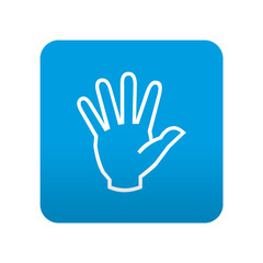 Etiqueta tipo app azul simbolo mano