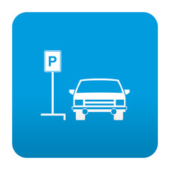 Etiqueta tipo app azul simbolo parking para coches