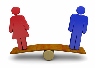 Man And Woman Sex Equality Concept - 3D