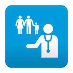 Etiqueta tipo app azul simbolo medico de familia