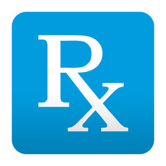Etiqueta tipo app azul simbolo RX