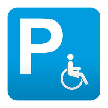 Etiqueta tipo app azul simbolo parking para minusvalidas