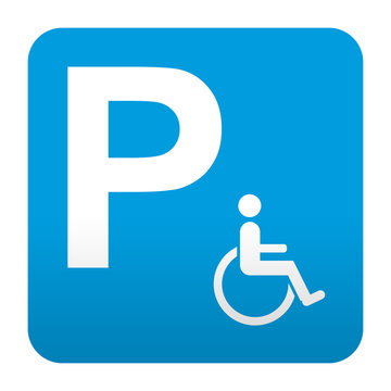 Etiqueta tipo app azul simbolo parking para minusvalidos
