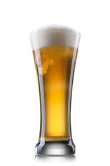 Beer in glass isolated on white background