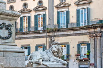 detail of monument to martyrs in Napoli, Italy
