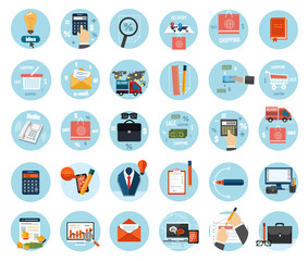 Business, office and marketing items icons.