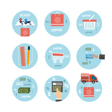 Business, office and marketing items icons.