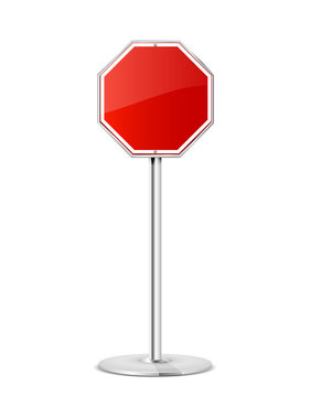 Red stop road sign