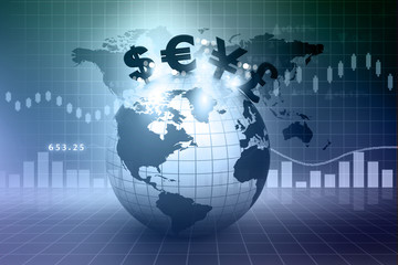 Currency symbols on Earth. Financial background