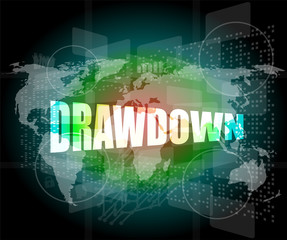 Drawdown word on digital screen