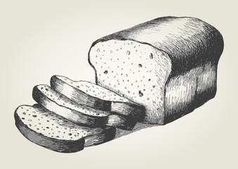 Sketch illustration of sliced bread