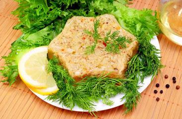 jellied meat with fresh herbs