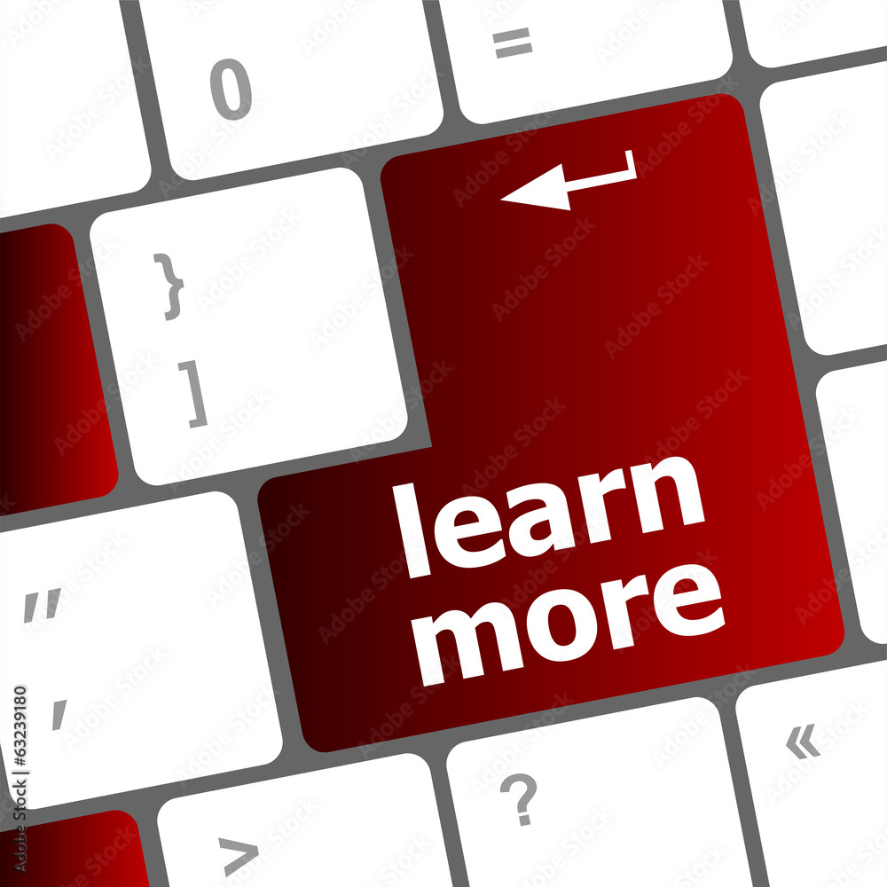Poster education concept with learn more button on computer keyboard