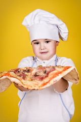 Boy making pizza