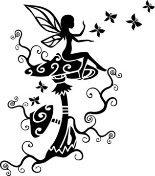 Elfe Fee Magic Mushrooms Schmetterlinge Fantasy