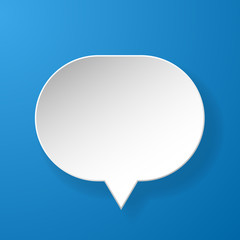 Abstract paper speech bubble on blue background