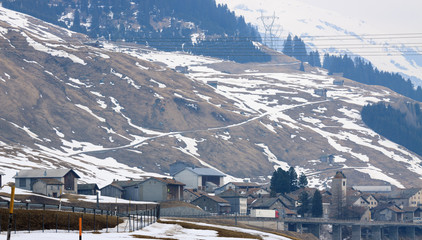 Fototapeta premium Panorama of buildings on the San Bernardino Pass
