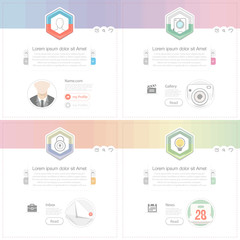 flat widget elements with icons for website, mobile and printing