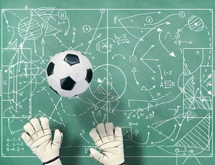 Foto op Plexiglas Football field with markings coaching setting for the game © Zarya Maxim