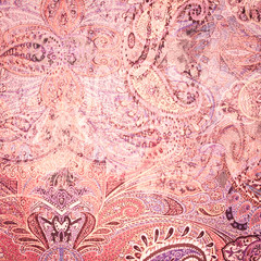 Vintage faded paisley fabric texture/background