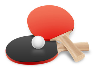 Raquettes et balle de ping pong vectorielles 1 - obrazy, fototapety, plakaty