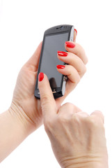 Fototapeta premium Mobile phone with hand