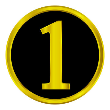 Gold Number One Button