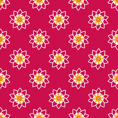 Seamless pattern with fancy pink and yellow flowers