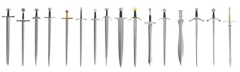 realistic 3d render of swords