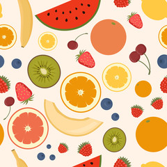 Fruits seamless pattern for your design on the dark background. 