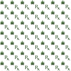 Green and White Marijuana Leaf and Prescription symbol Pattern R