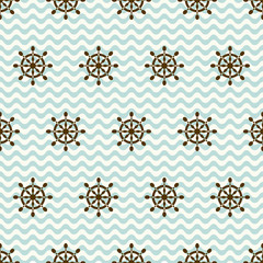 Seamless pattern of hand wheels and waves