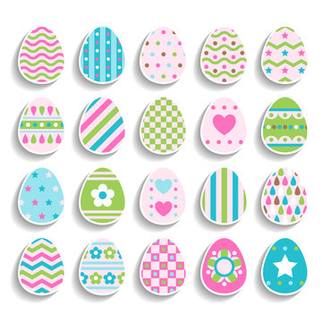 Set of color easter eggs decorated of ornament