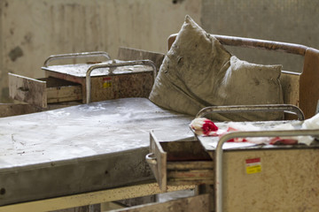 abandoned hospital bed