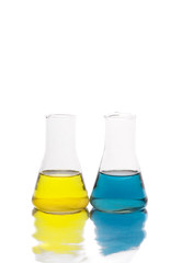 Flasks isolated on white background