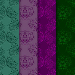 Set of seamless with damask elements
