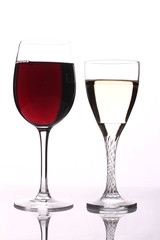 Full glasses of champagne and wine 