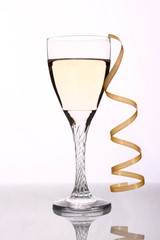 Full glasses of champagne and wine isolated on white