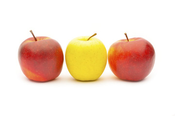 Three apples isolated on white background