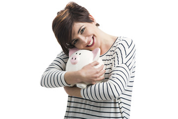 Woman with a piggybank