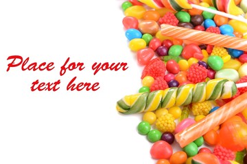 Different colorful fruit candy close-up