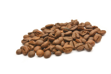 Coffee beans on white background