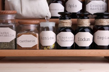 Historic old pharmacy bottles with label