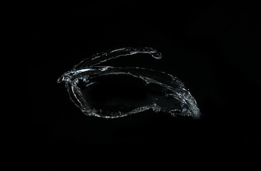 Water splash on black background