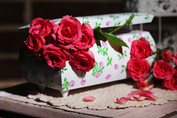 Beautiful still life with small pink roses