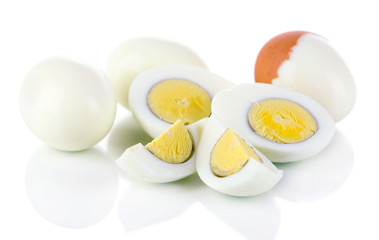 Boiled eggs isolated on white