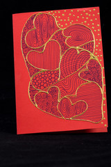Valentines day card with red  hearts
