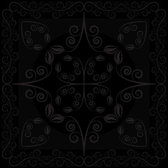 Fototapeta premium black background with flowers and leaves